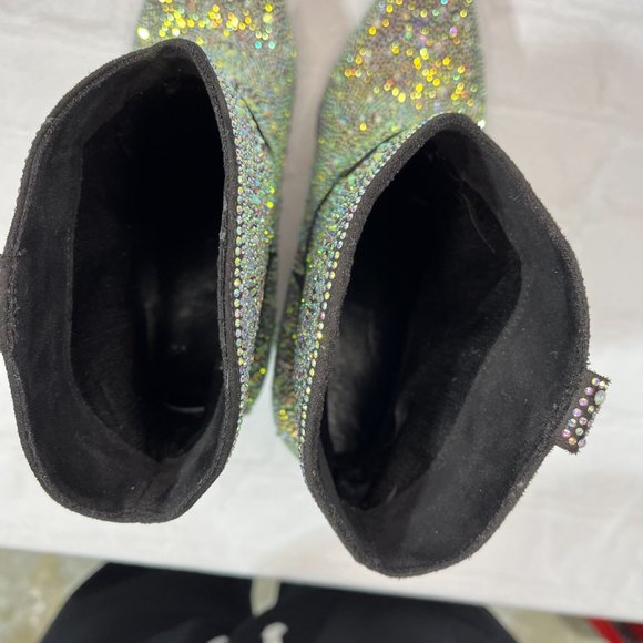 NEW! Women's Rhinestone Cowboy Boots, Sparkly Chunky Heel Ankle Boot, Size 6-7 - Picture 8 of 9